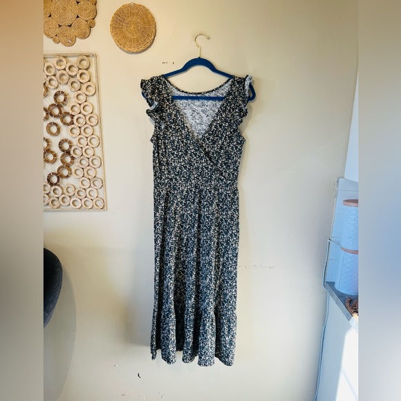 Reitmans small green/ cream floral maxi cotton dress… - Picture 1 of 7